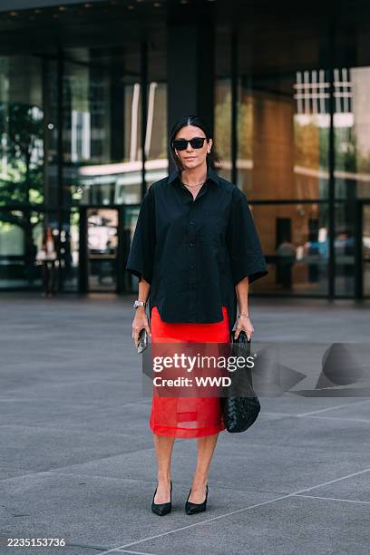 Street Style during New York RTW Spring Fashion Week 2026 on September 15, 2025 in New York, New York.
