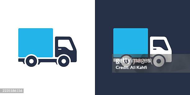 logistics truck glyph solid icon. solid icon that can be applied anywhere, simple, pixel perfect and modern style. - trucking stock illustrations