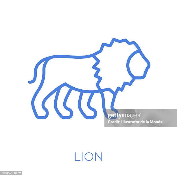 lion editable stroke vector illustration - animal mane stock illustrations
