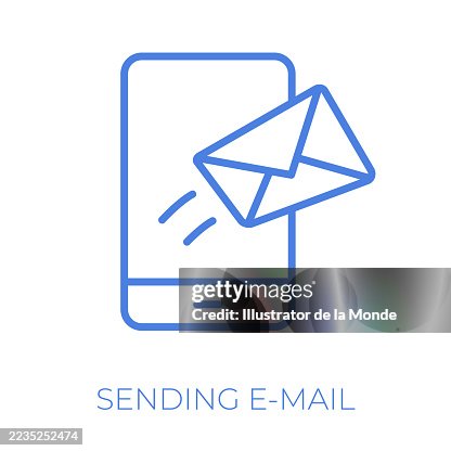 Sending E-Mail Editable Stroke Vector Illustration Sending E-Mail Editable Stroke Vector Illustration