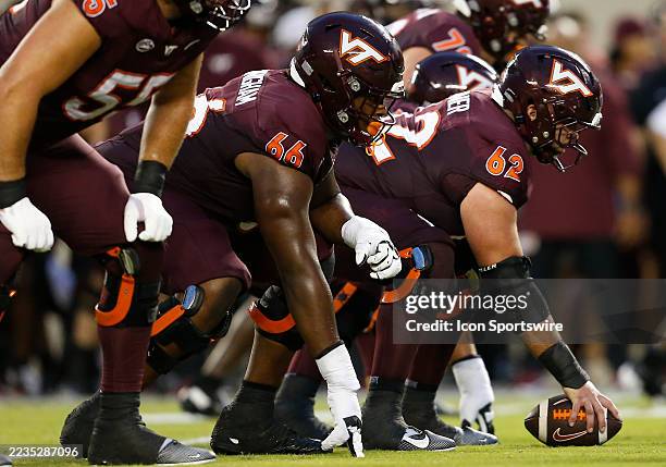 Virginia Tech Hokies offensive lineman Kyle Altuner in the trenches during a college football game between the Vanderbilt Commodores and the Virginia...
