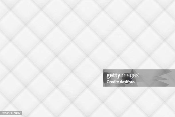 abstract three dimensional blank empty full frame modern art diamond pattern slanted checked design 3d quilted tiled floor wall design calm serene pastel white gray vector background. - headboard stock illustrations