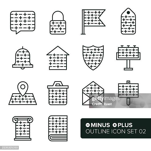 minus plus icon set for buildings - warehouse power switch stock illustrations