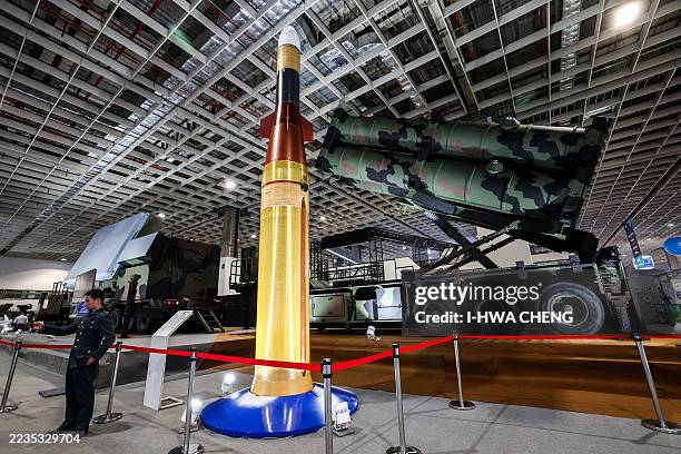 Chiang-Kong missile and the launcher, a new generation anti-ballistic missile air defense system developed by the National Chung-Shan Institute of...