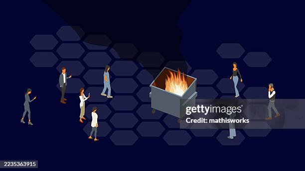healthcare dumpster fire - dumpster fire stock illustrations