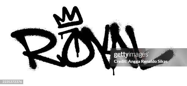 royal graffiti black and white airbrush spraypaint hand drawn typography - crumbs vector stock illustrations