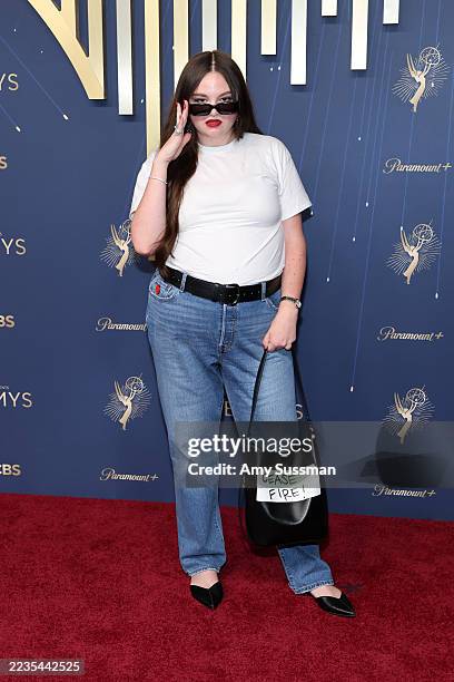 Megan Stalter attends the 77th Primetime Emmy Awards at Peacock Theater on September 14, 2025 in Los Angeles, California.