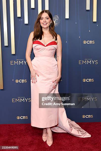 Aimee Lou Wood attends the 77th Primetime Emmy Awards at Peacock Theater on September 14, 2025 in Los Angeles, California.
