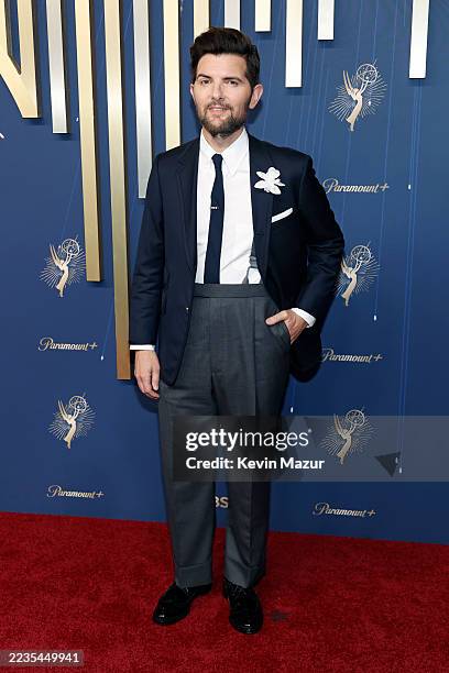 Adam Scott attends the 77th Primetime Emmy Awards at Peacock Theater on September 14, 2025 in Los Angeles, California.