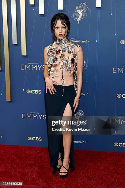 Jenna Ortega attends the 77th Primetime Emmy Awards at Peacock Theater on September 14, 2025 in Los Angeles, California.