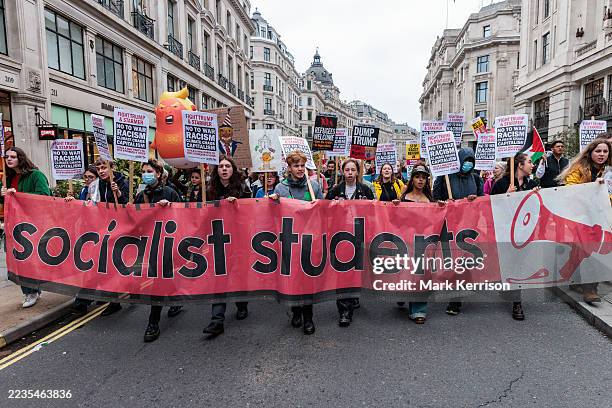 Representatives of over 50 different trade unions and campaign groups take part in a Trump Not Welcome demonstration organised by the Stop Trump...