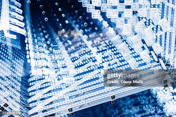 futuristic abstract design of digital light array with geometric patterns - nanomedizin stock-fotos und bilder