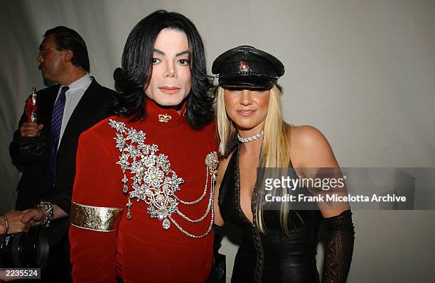 Michael Jackson and Britney Spears backstage at the 2002 MTV Video Music Awards at Radio City Music Hall in New York City, August 29, 2002. Photo by...
