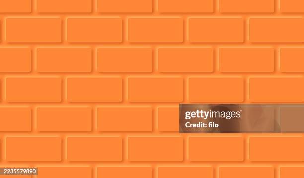 seamless orange brick wall background pattern - brick texture stock illustrations