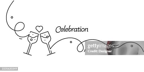 one continuous line drawing of celebration icon. single line vector illustration - toast stock illustrations