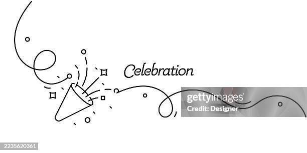 one continuous line drawing of celebration icon. single line vector illustration - celebrate stock illustrations