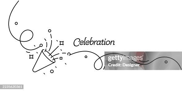 One Continuous Line Drawing of Celebration Icon. Single Line Vector Illustration One Continuous Line Drawing of Celebration Icon. Single Line Vector Illustration