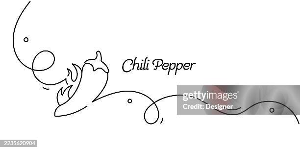 one continuous line drawing of chili pepper icon. single line vector illustration - red pepper vector stock illustrations