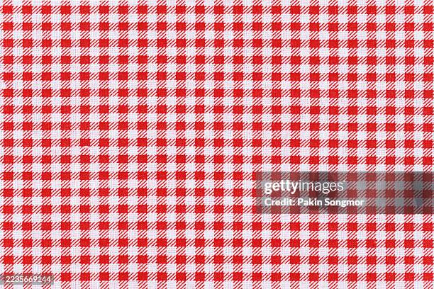 full frame shot of red checked pattern textile. - gingham stock pictures, royalty-free photos & images