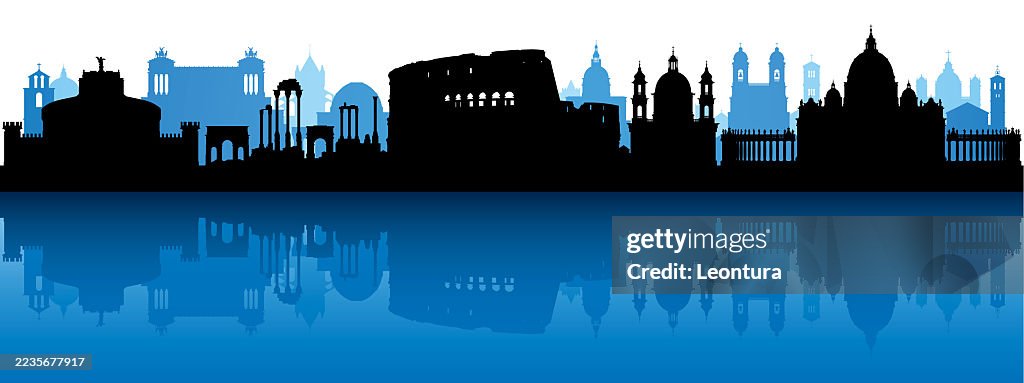 Rome Skyline Silhouette (All Buildings Are Complete and Moveable)