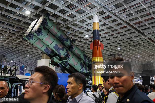 The Chiang-Kong missile and its launcher, which is a new generation anti-ballistic missile air defense system developed by the National Chung-Shan...
