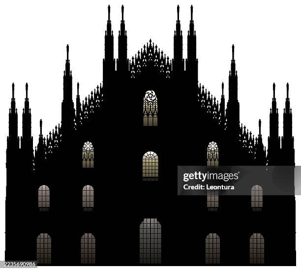 illustrazioni stock, clip art, cartoni animati e icone di tendenza di duomo di milano silhouette (duomo di milano) - skyline milano
