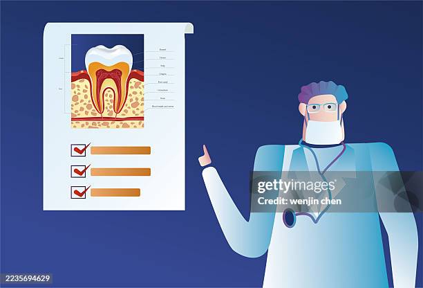 doctor explains knowledge of dental health protection - periodontal disease stock illustrations
