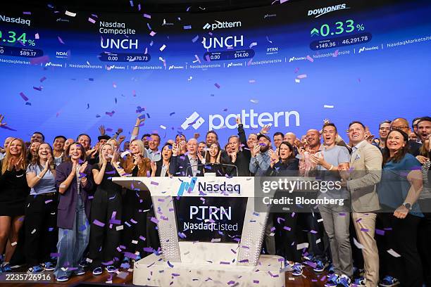 Melanie Alder, co-founder and chief strategy officer of Pattern Group Inc., center left, and David Wright, co-founder and chief executive officer of...