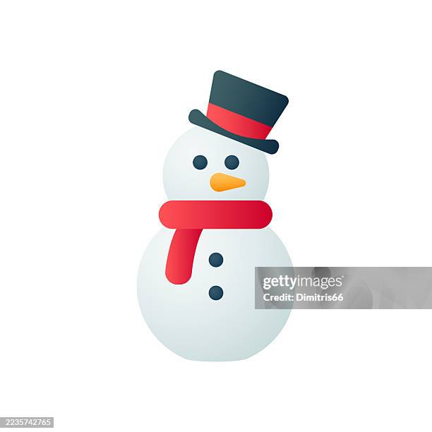 stockillustraties, clipart, cartoons en iconen met snowman color icon - sneeuwpop