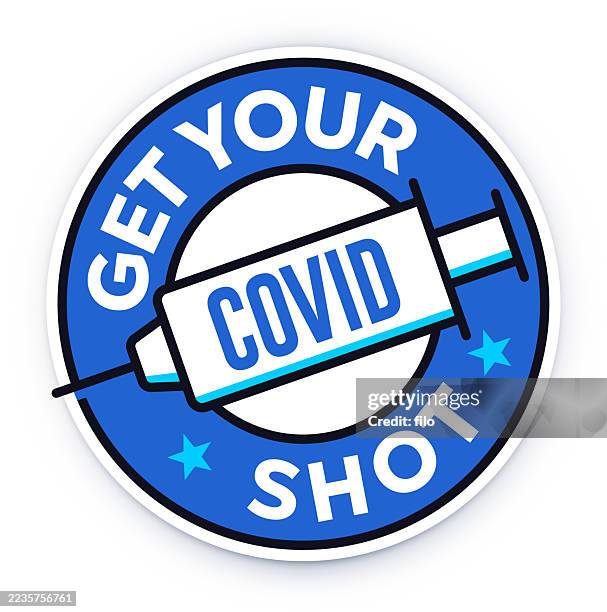 stockillustraties, clipart, cartoons en iconen met get your covid shot circle icon symbol design element - bescherming tegen corona