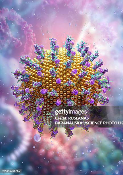 influenza virus, illustration - flu virus stock illustrations