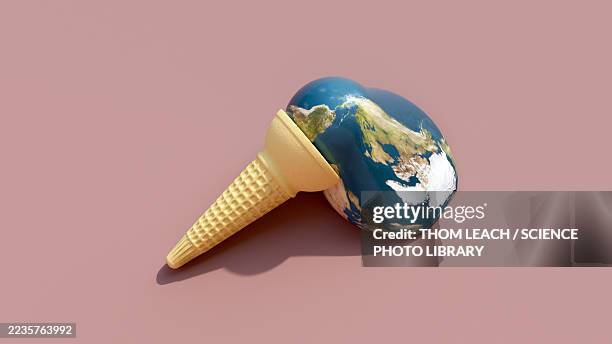 ilustraciones, imágenes clip art, dibujos animados e iconos de stock de melting planet, conceptual illustration - cambio climático
