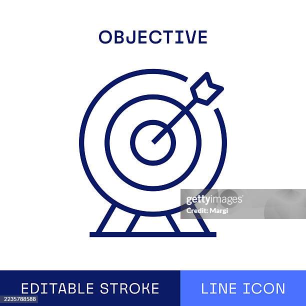 illustrazioni stock, clip art, cartoni animati e icone di tendenza di icona della linea singola dell'obiettivo - centro del bersaglio