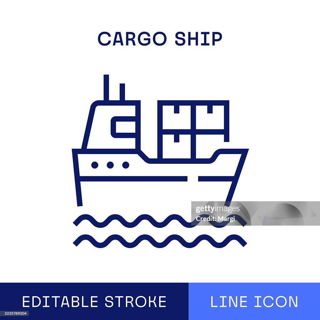 Cargo Ship Single Line Icon
