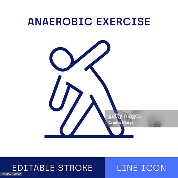anaerobic exercise single line icon - body movement stock illustrations