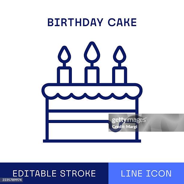 birthday cake single line icon - birthday cake stock illustrations