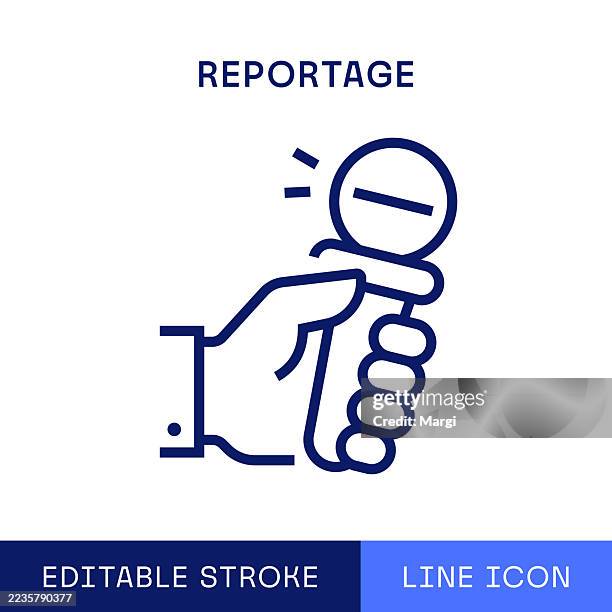 reportage single line icon - documentary filming stock illustrations