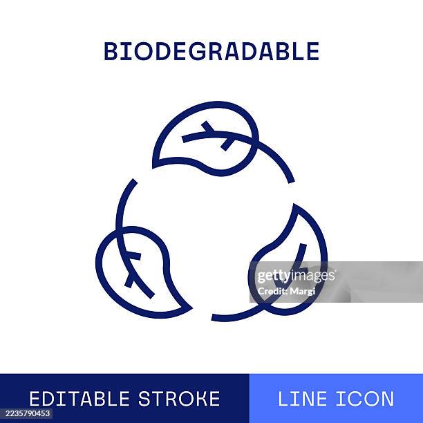 biodegradable single line icon - compost stock illustrations