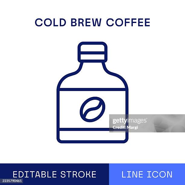 cold brew coffee single line icon - cold brew stock illustrations