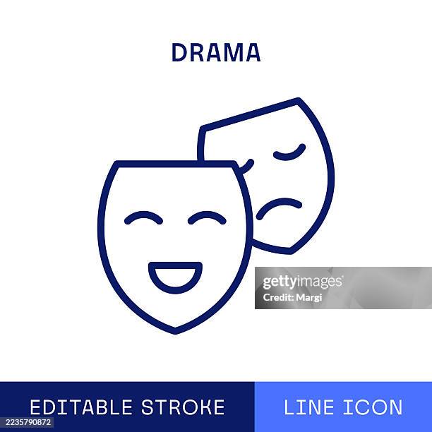 illustrations, cliparts, dessins animés et icônes de icône de ligne unique de drame - faire du théâtre