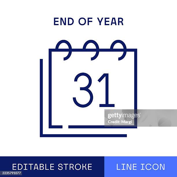 end of year single line icon - year end icon stock illustrations