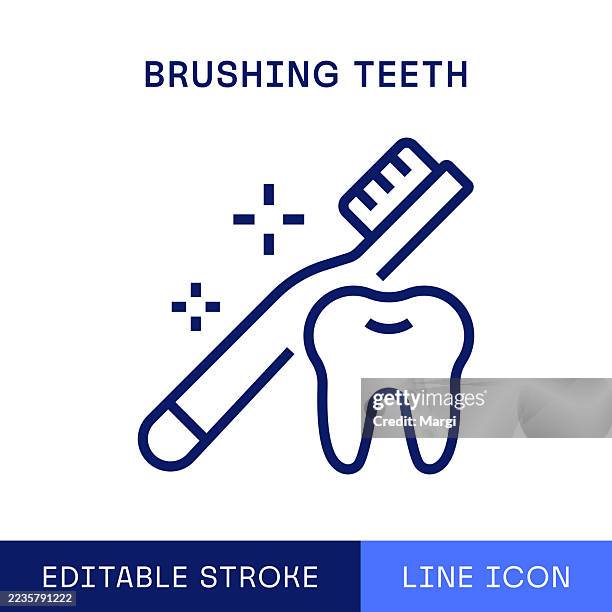 brushing teeth single line icon - empty toothpaste stock illustrations