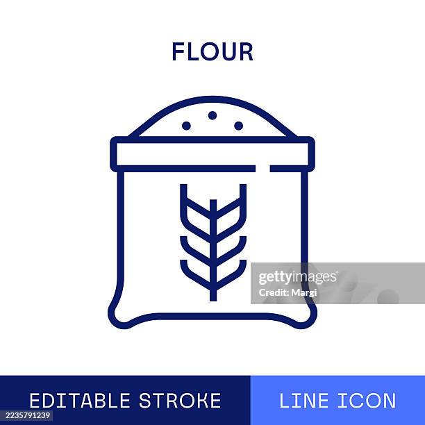 flour single line icon - flour sack stock illustrations