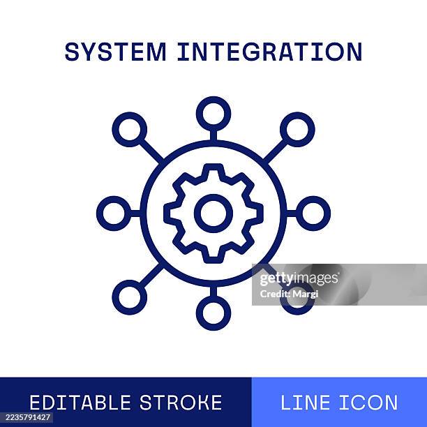 system integration single line icon - system stock illustrations