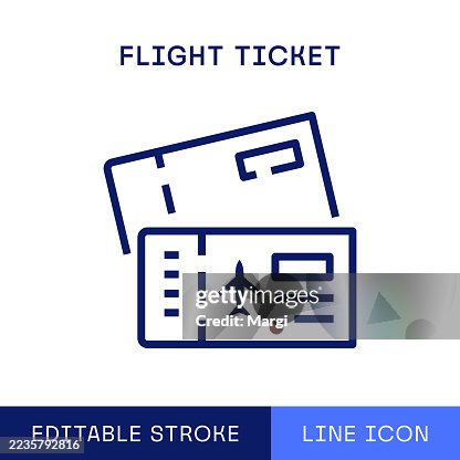 Flight Ticket Single Line Icon Flight Ticket Single Line Icon