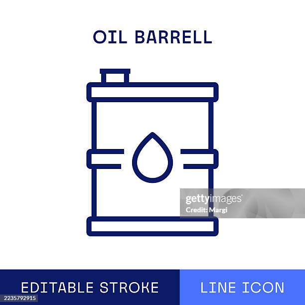 oil barrel single line icon - storage container white background stock illustrations