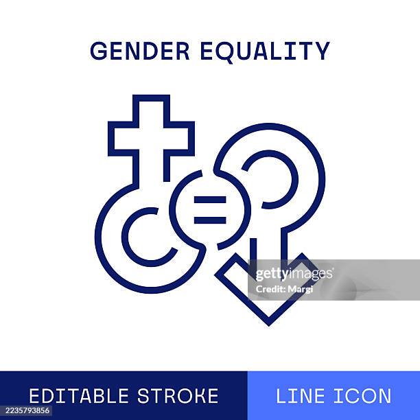 einzeiliges symbol für die gleichstellung der geschlechter - chancengleichheit stock-grafiken, -clipart, -cartoons und -symbole