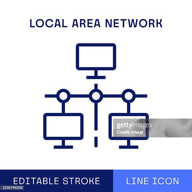 local area network single line icon - ethernet cable stock illustrations
