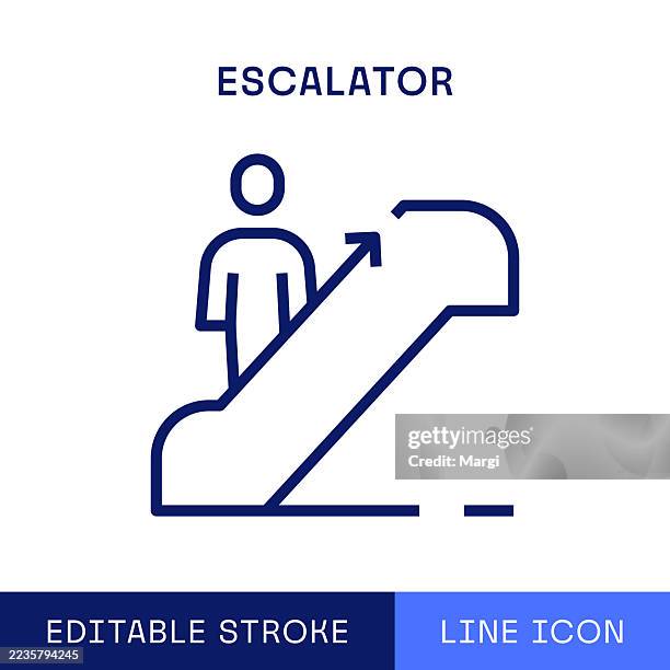 escalator single line icon - escalator down stock illustrations