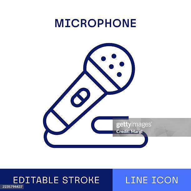 microphone single line icon - microphone icon stock illustrations